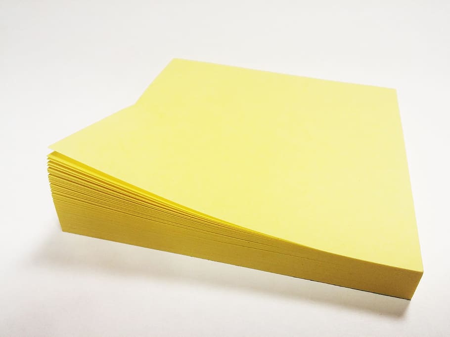 bloc de notas amarillo, Post It, Office, Amarillo, Trabajo, notas, nota adhesiva, material de oficina, fondo blanco, recorte