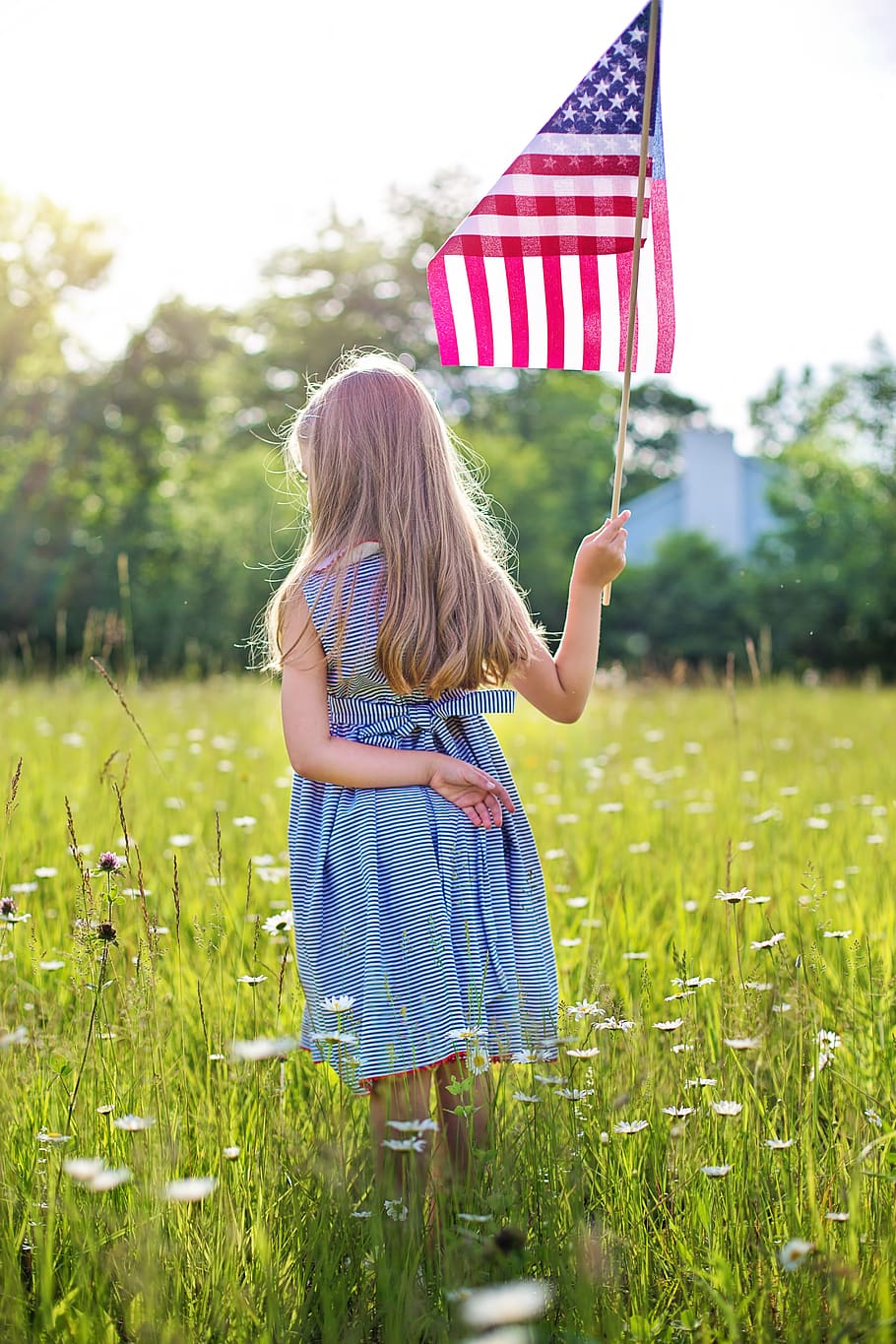 fourth of july, 4th of july, independence day, independence, flag, little girl, celebration, usa, america, holiday