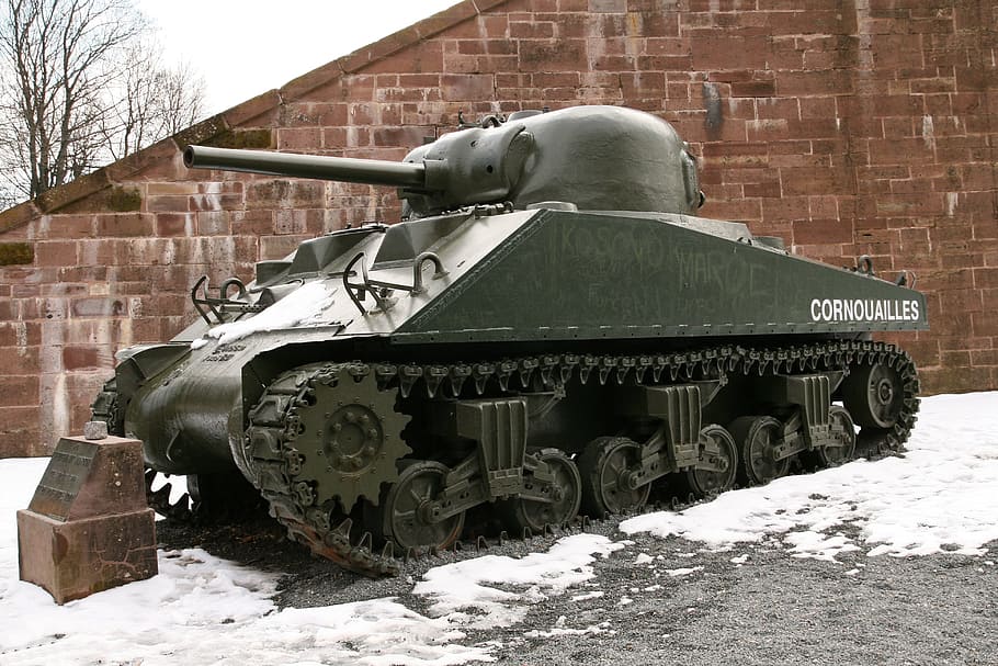 Panzer, Tanque, Veículo, Sherman, M-4, veículo tanque, Sherman m-4, veículo rastreado, trilhos de tanque, pistola