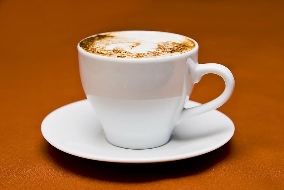 kopi, putih, keramik, cangkir, cawan, cappuccino, minum kopi, minum, secangkir kopi, cangkir kopi