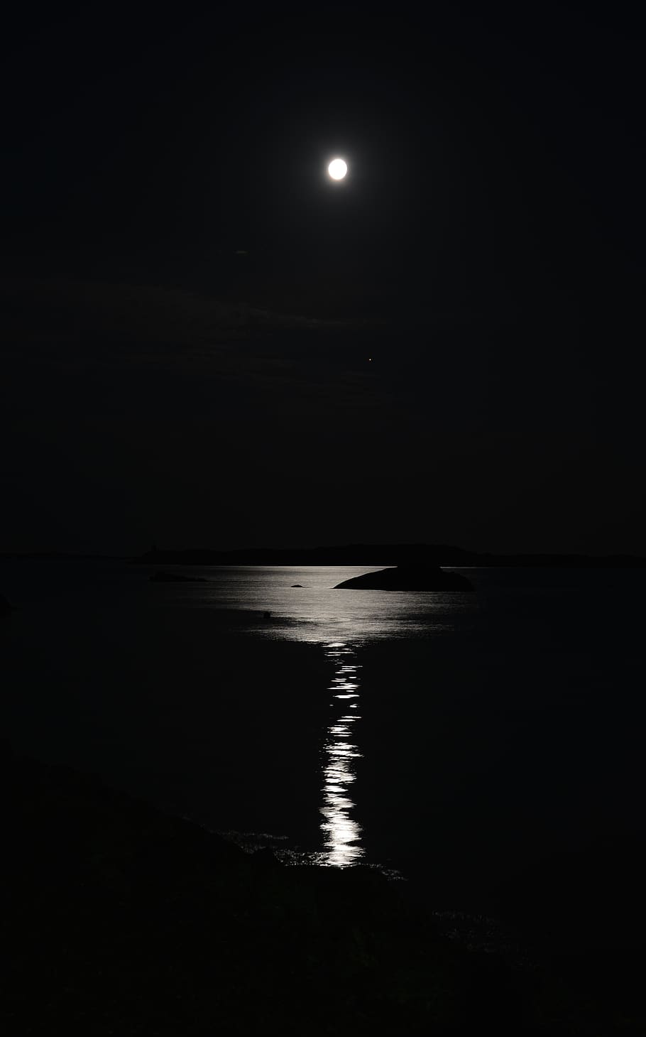 noite, lua, luar, mar, agua, Sombrio, natureza, lua cheia, março, céu noturno