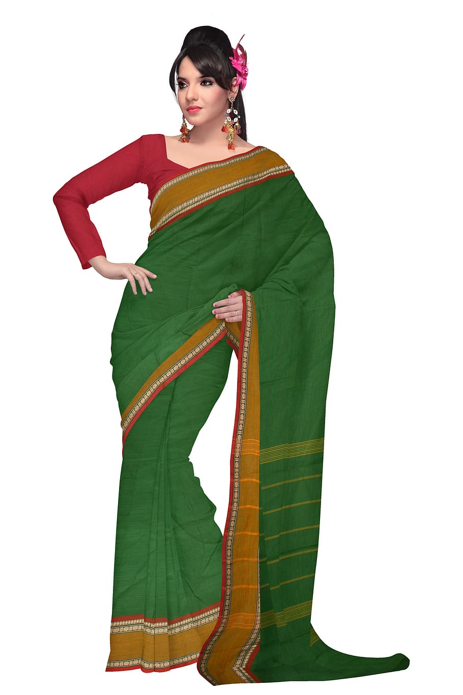 woman, green, dupatta scarf, fashion, silk, dress, model, clothing, indian, cotton