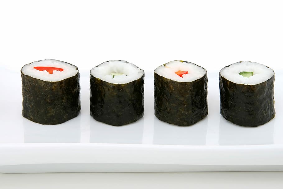 sushi maki, Sushi, maki, makan malam, ikan, Jepang, makan siang, makan, mentah, restoran