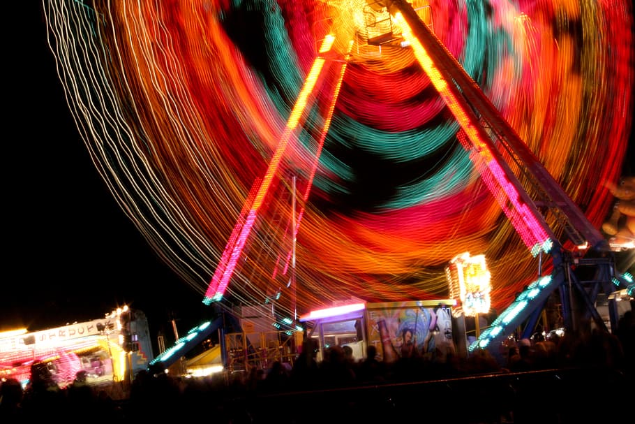 light, fun fair, amusement, ride, wheel, carnival, illuminated, night, multi colored, arts culture and entertainment
