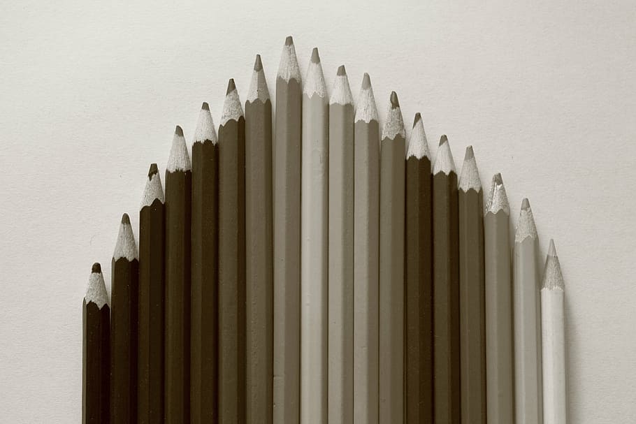 crayons, color scale, black, white, the background, drawing, coloring, painting, small, feb