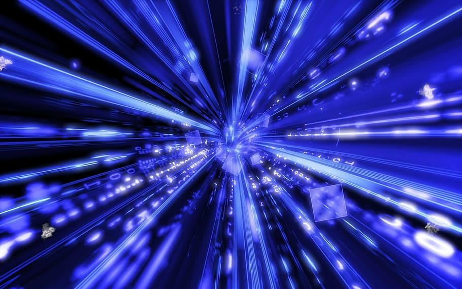 blue led lights, wormhole, science, hole, portal, light, abstract, blue, technology, illuminated