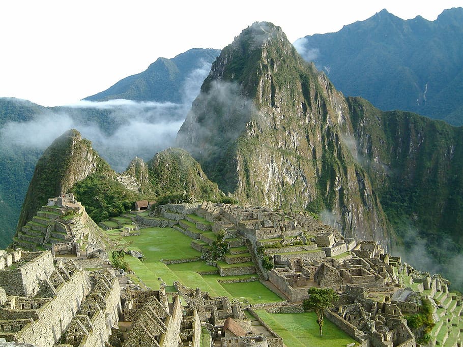 estructuras, ladera de la montaña, Machu Picchu, Perú, fotos, paisajes, montañas, dominio público, ciudad del cusco, inca
