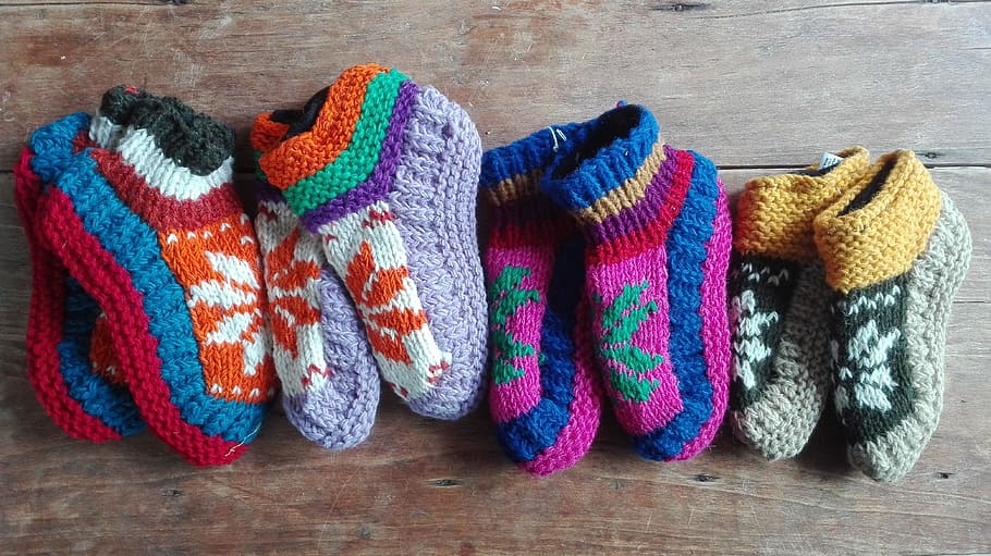 meditation, slippers, tpurevrouwtje, wool, textile, multi colored, still life, indoors, art and craft, craft