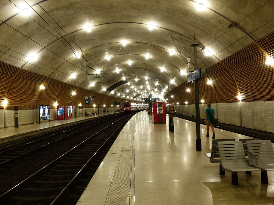 railway station, dark, gleise, seemed, underground, tube, lighting, lights, railway, platform