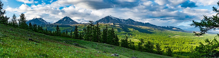 paisagem, panorama, as montanhas da fronteira mongol-russa, tigre, prado, fax a parte noroeste, mongólia, montanha, paisagem - natureza, nuvem - céu
