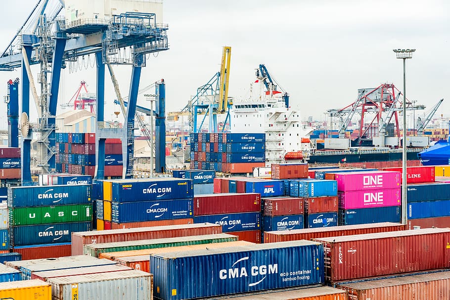 puerto, contenedor, exportación, carga, logística, envío, industria, barco, importación, flete