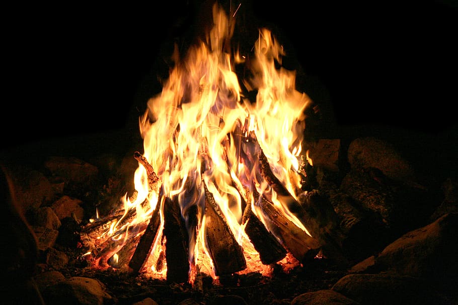 fire, camp, flame, camping, campfire, bonfire, outdoor, summer, night, holiday