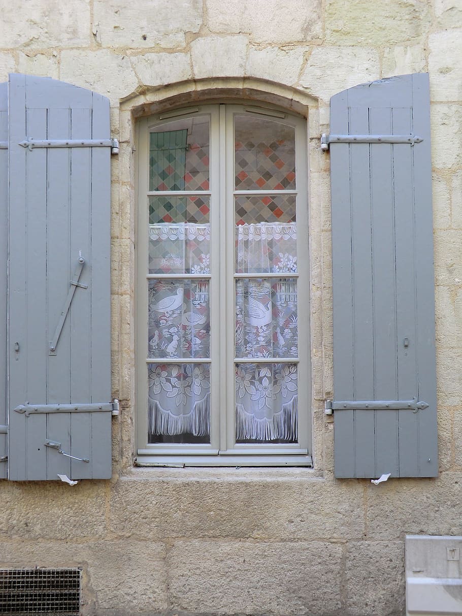 French, Window, Window, Shutters, Architecture, french, window, shutters, house, building Exterior, facade, old
