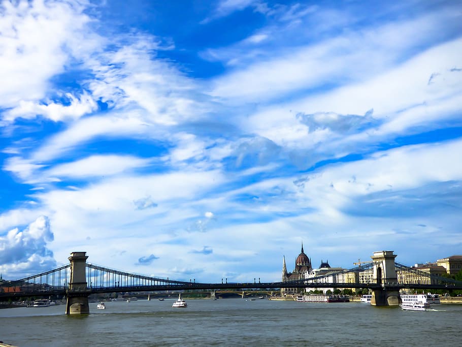 Budapest, Chain Bridge, Danube, Hungary, budapest, chain bridge, light, bridge, day punch, cloud, sky