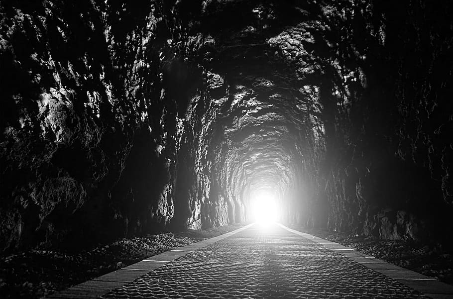 tunnel during daytime, tunnel, train tunnel, zeehan, tasmania, train, railway, rail, track, dark