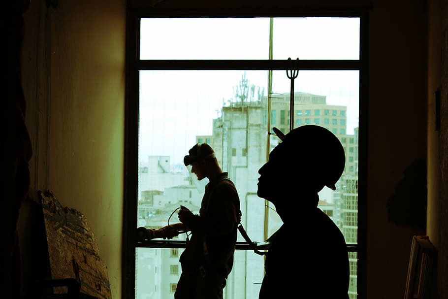 hombre, en pie, ventana, arquitectura, edificio, infraestructura, interior, gente, trabajo, hombres
