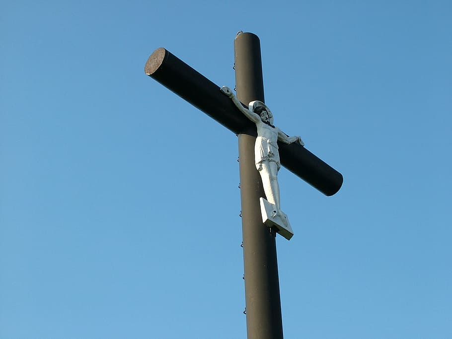cross, symbol, religion, jesus, christianity, blue, sky, clear sky, security camera, security system