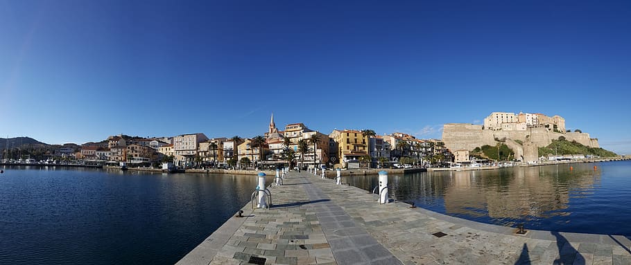 corsican, calvi, port, old town, architecture, building exterior, water, built structure, sky, building