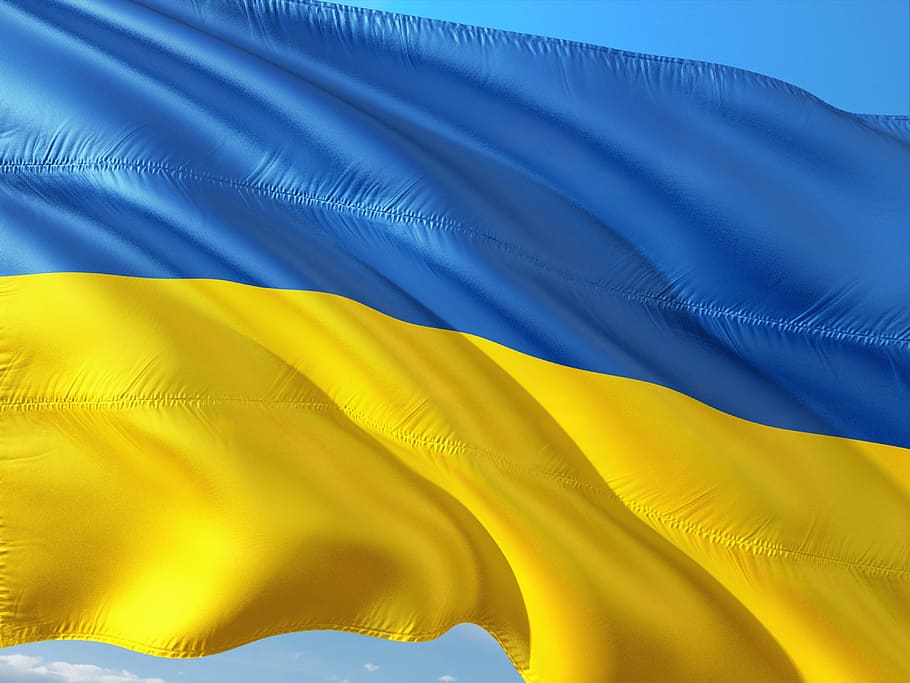 blue, yellow, ukraine flag, international, flag, ukraine, multi colored, nature, environment, wind