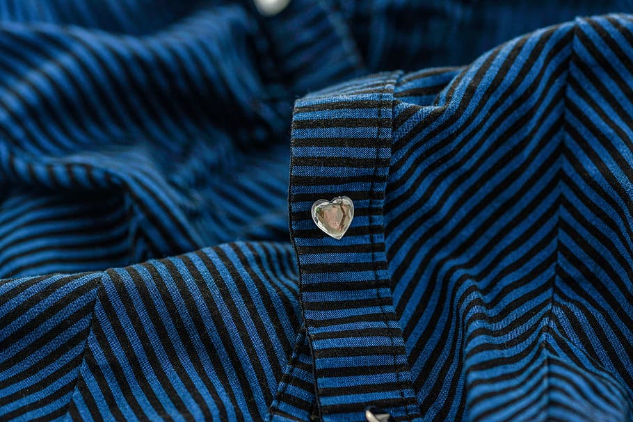 biru, hitam, kancing-up, bergaris, kemeja, kain, blus, tekstil, pakaian, tekstur
