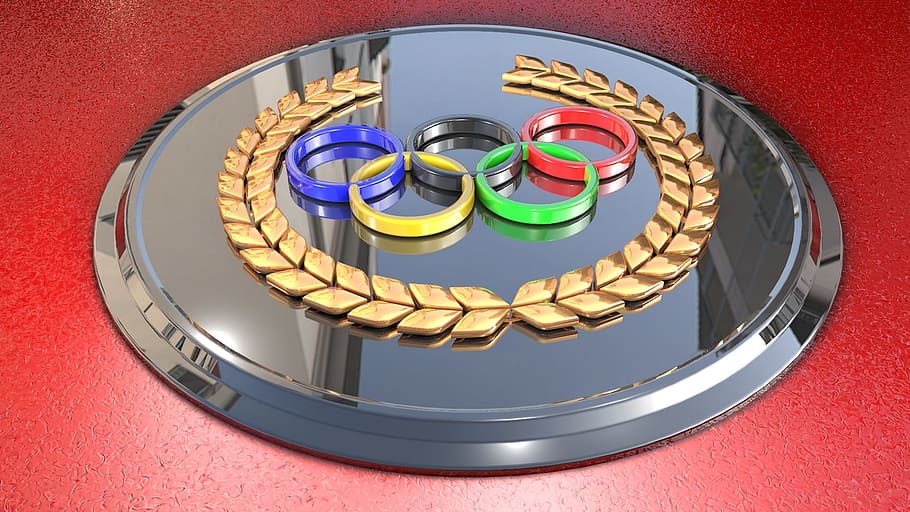 fifa emblem, the olympic rings, symbol, olympics, multi colored, indoors, circle, geometric shape, studio shot, shape