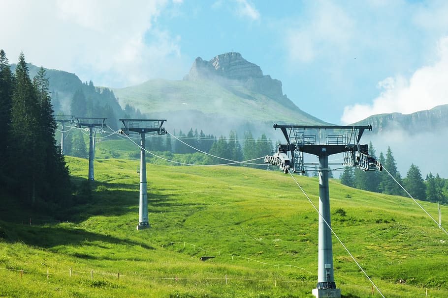 damüls, austria, mountains, skiing, resort, view, distant, nature, ski lift, alpine