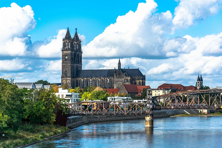 magdeburg, dom, river, elbe, water, bridge, old, city, old town, live