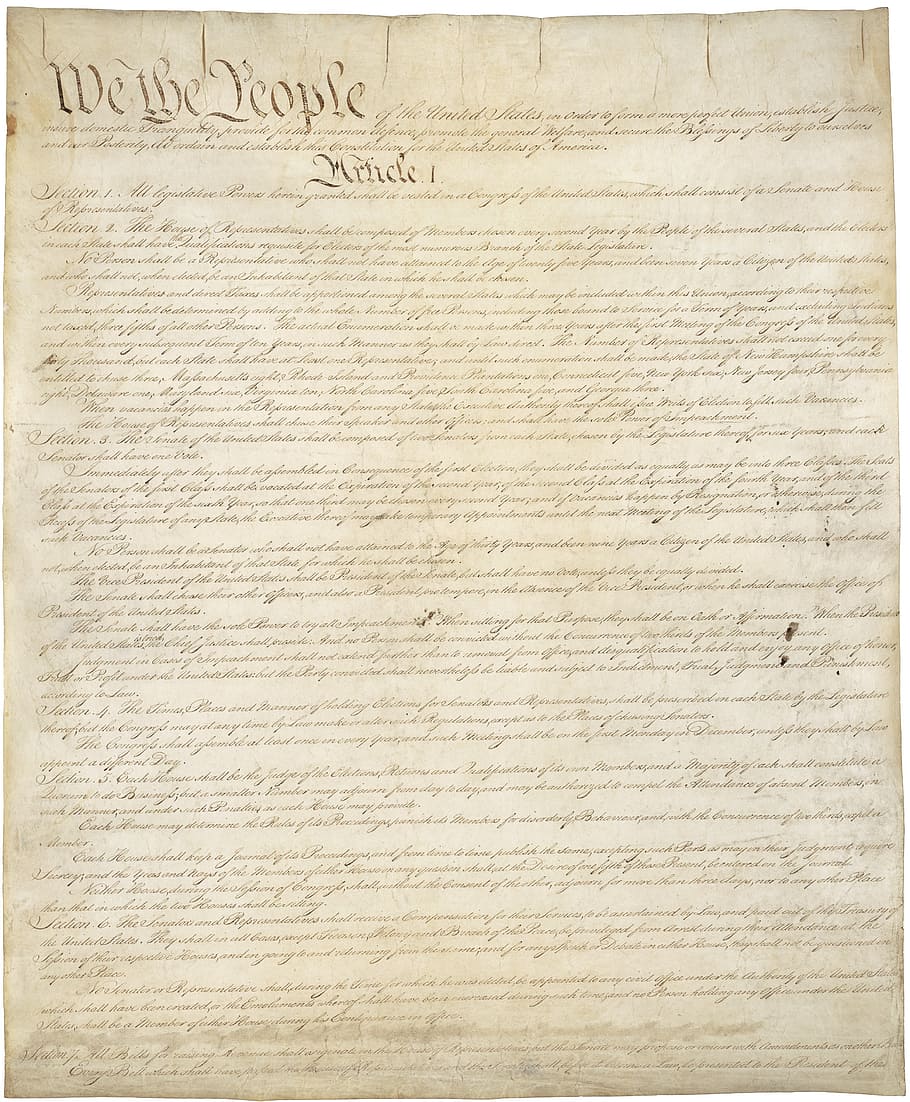people article 1 paper, constitution, united states, usa, america, september 17 1787, federal republic, order, separation of powers, policy