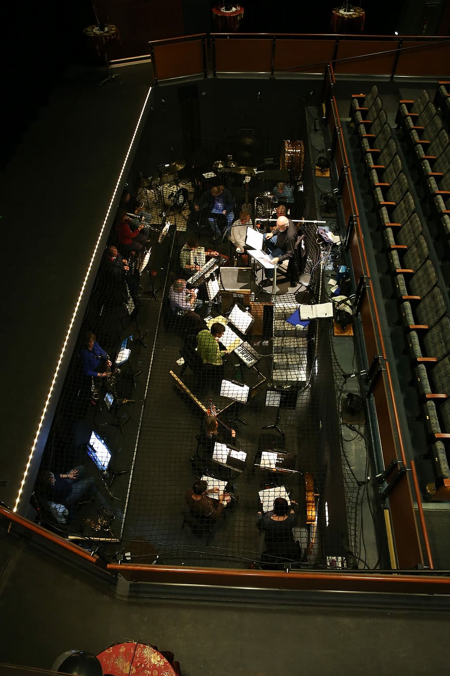 Tech, Theatre, Theater, Orchestra Pit, orchestra, pit, entertainment, music, musical, only men