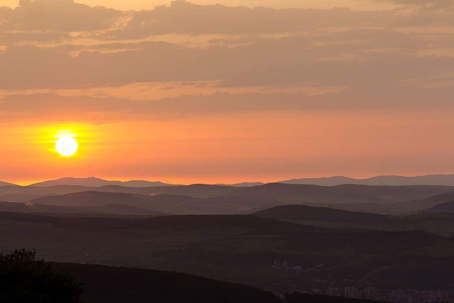 puesta de sol, siete ciudadanos del país, rumania, sol, naturaleza, colinas, paisaje, polvo del sahara, belleza en la naturaleza, paisajes: naturaleza