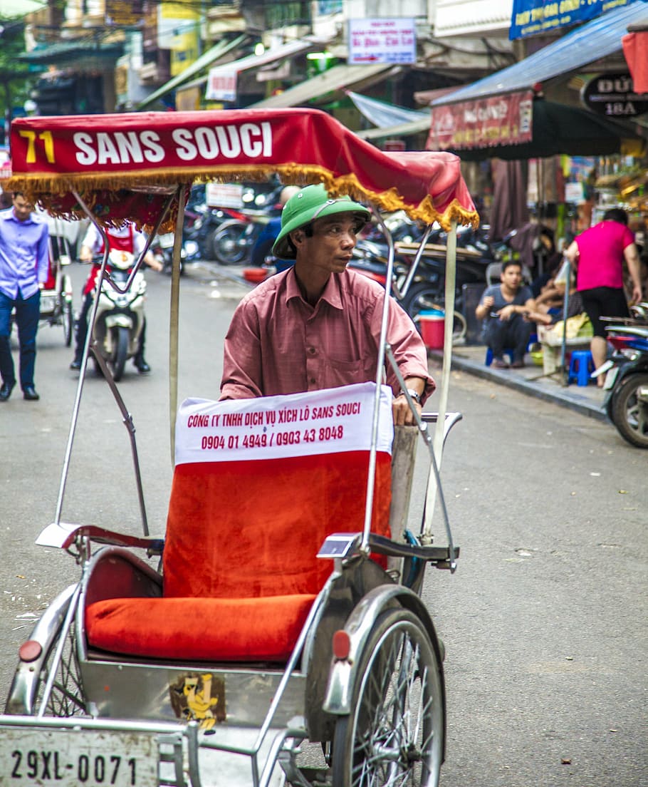 travel, hanoi, viet nam, men, work, driver, vagon, worry-, real people, one person