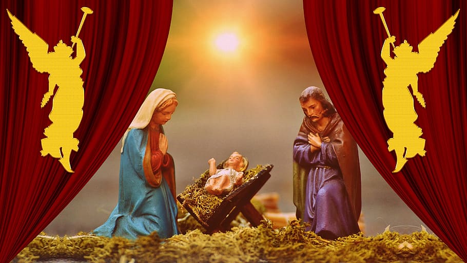 christmas, nativity scene, jesus, cradle, christ, god, religion, child, birth, maria