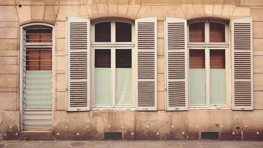 white, wooden, framed, windows, opened, daytimes, paris, parisian, france, window
