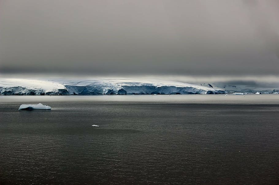 antarctica, pemandangan, musim dingin, salju, es, langit, awan, bongkahan mengambang, indah, dingin