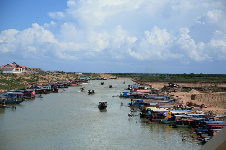 cambodia, phnom penh, lake, cloud, sky, travel, explore, aquatic life, dry season, water