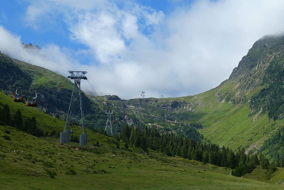 cableway, stubaigletscher, mountain hiking, reached, austria, holiday, hiking, tyrol, alps, mountains