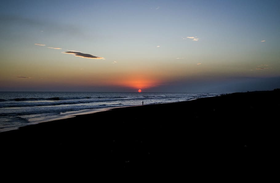 青, 海, 日没の風景写真, ビーチ, 日の出, 写真, 自然, 風景, 海岸, 砂