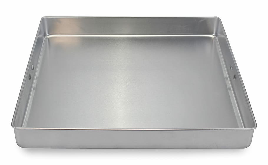 Container, Tray, Salver, white background, cut out, metal, aluminum, silver colored, silver - metal, studio shot