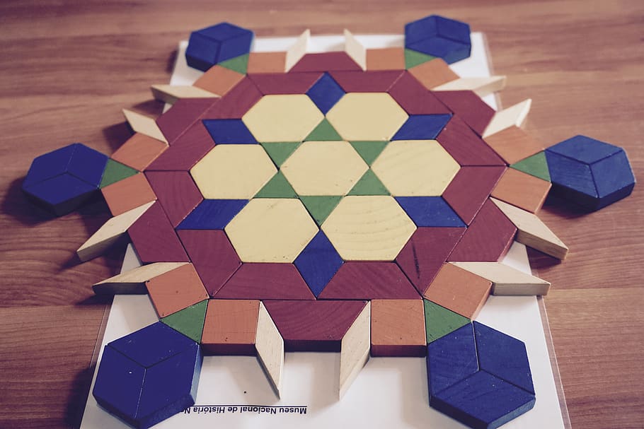 tangram, wooden, shapes, patterns, muted, geometric, play, kids, multi colored, geometric shape
