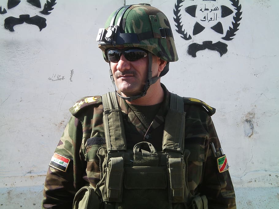 iraque, general, exército, militar, exército iraquiano, governo, uniforme, uma pessoa, vista frontal, roupas