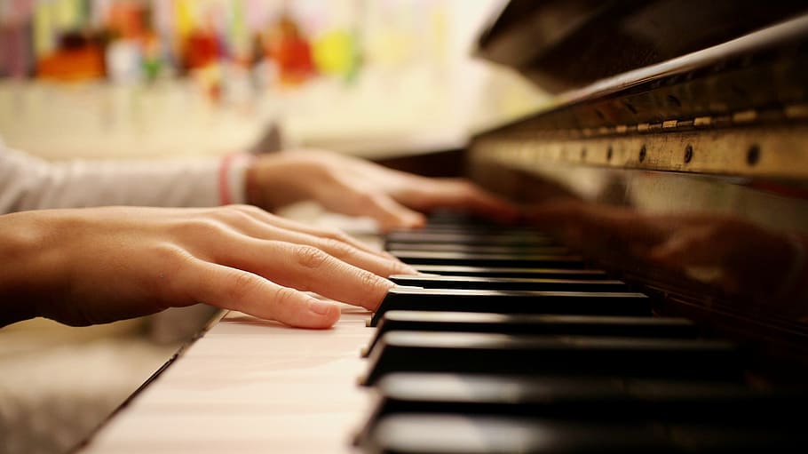 person playing piano, music, piano, keys, hands, pianola, tool, melody, artist, kids