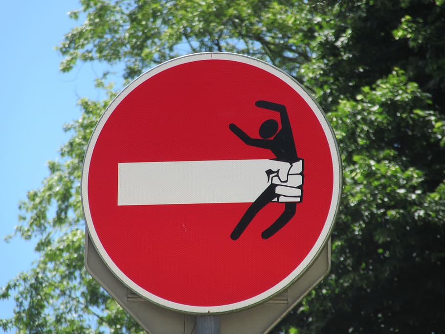 panel, street, logo, no entry, drawing, road sign, clet, sign, communication, red