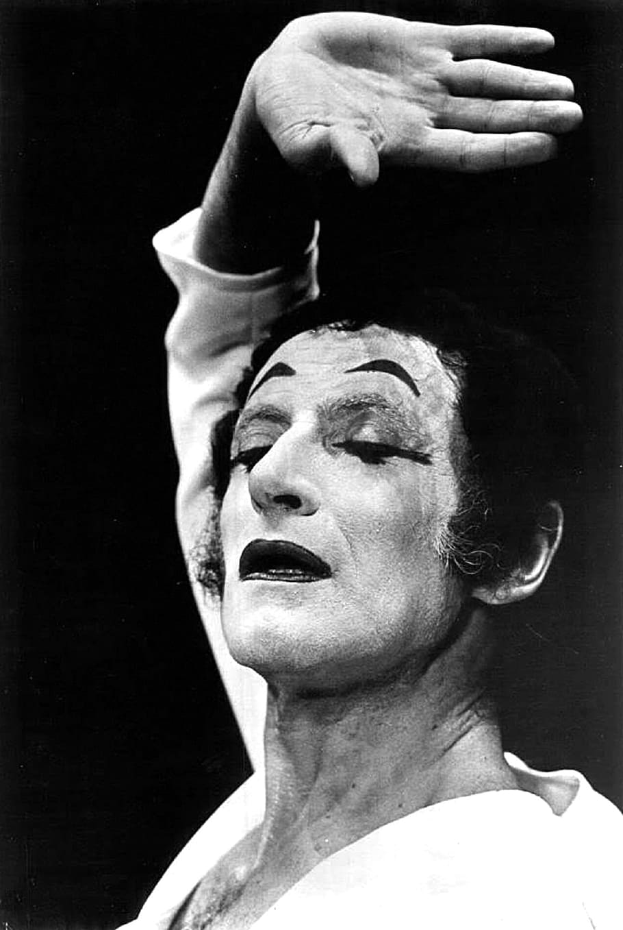 gray, scale photography, person dancing, marcel marceau, actor, mime, french, bip the clown, art of silence, famous