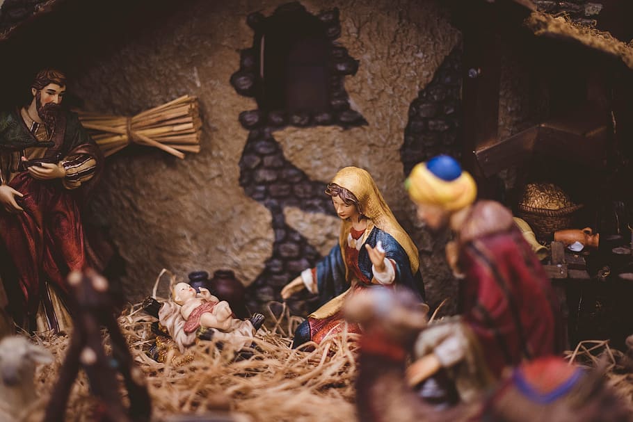 foto, nativity figurine, nativity, yesus, kristus, figurines, natal, hari, suci, keluarga