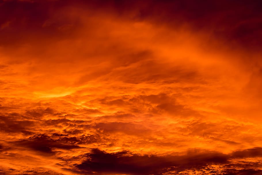 sky with clouds, fire, sky, clouds, sunset, burn, sun, red, afterglow, glow