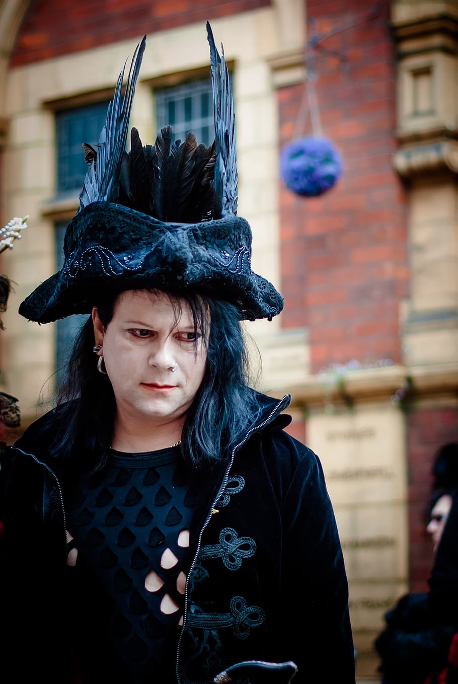 whitby goth weekend, festival, gothic, man, one person, clothing, front view, focus on foreground, architecture, real people
