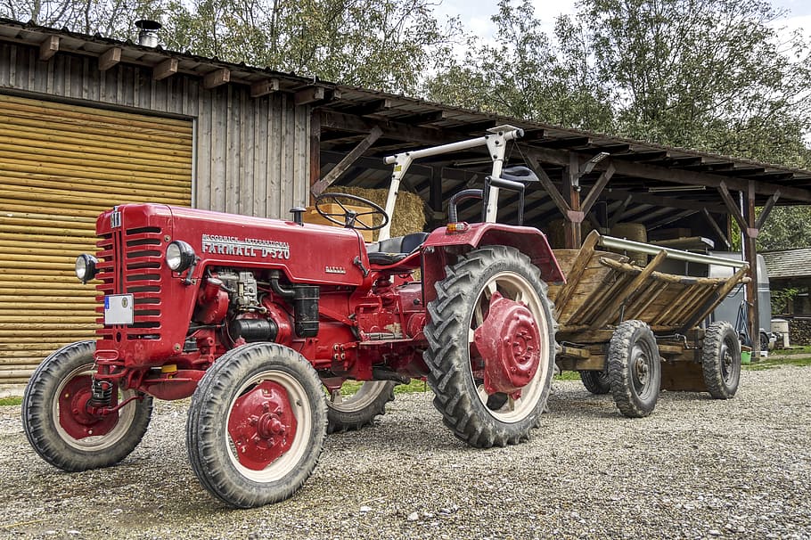 tractors, tractor, trailers, scale, harvest time, commercial vehicle, agricultural machinery, red, oltimer, historic tractors