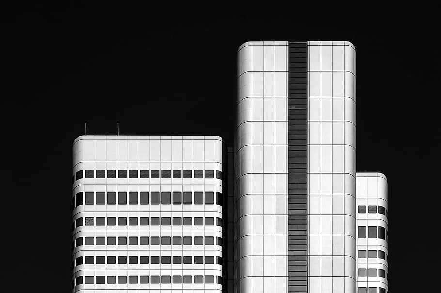 ilustrasi bangunan tinggi, arsitektur, bangunan, infrastruktur, hitam, putih, hitam dan putih, modern, gedung pencakar langit, Eksterior bangunan