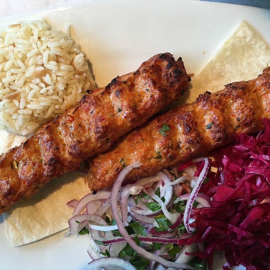 chicken, shish, kebob, mediterranean, russian, barbecue, food, meat, grilled, grill