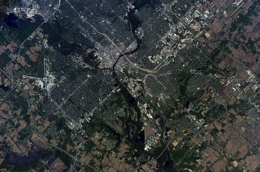 iowa, Satellite Image, Des Moines, Iowa, Des Moines, geography, public ...